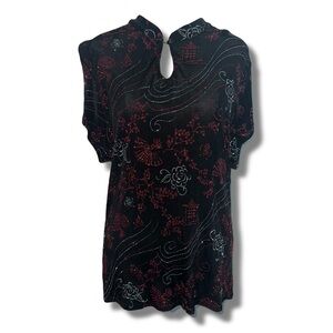 Vtg 90s-Y2K Asian-Inspired Glitter Stretch Top